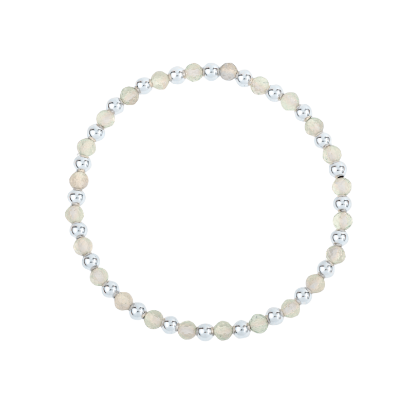 White Topaz & SS Harmony gemstone bead