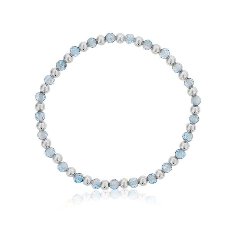 DEE BERKLEY Alternating Blue Topaz & Silver Beaded Bracelet