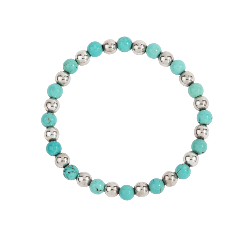 Blue Howlite & Sterling Silver Harmony Gemstone Bead Bracelet