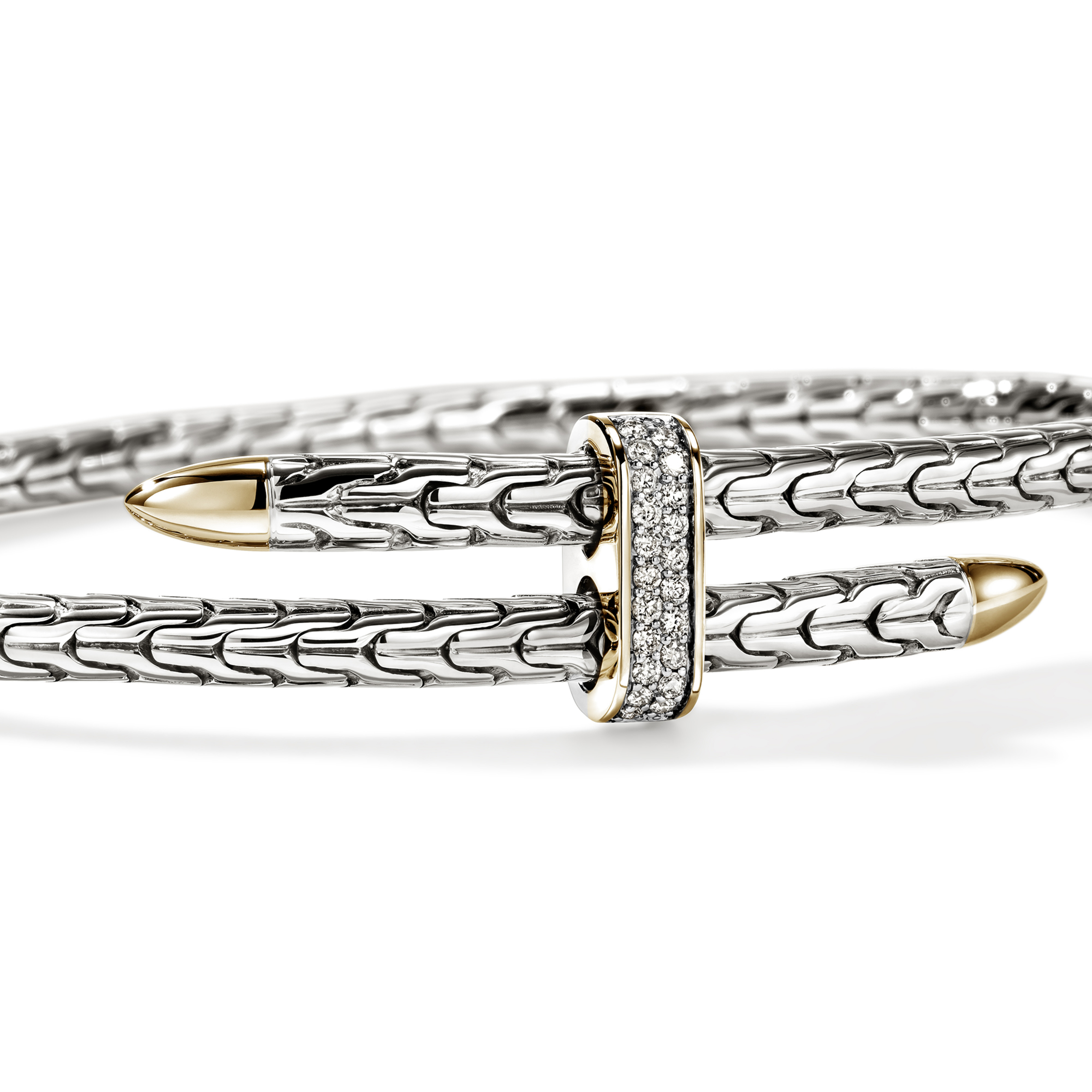 JOHN HARDY Spear Bypass Diamond Flex Cuff Bracelet