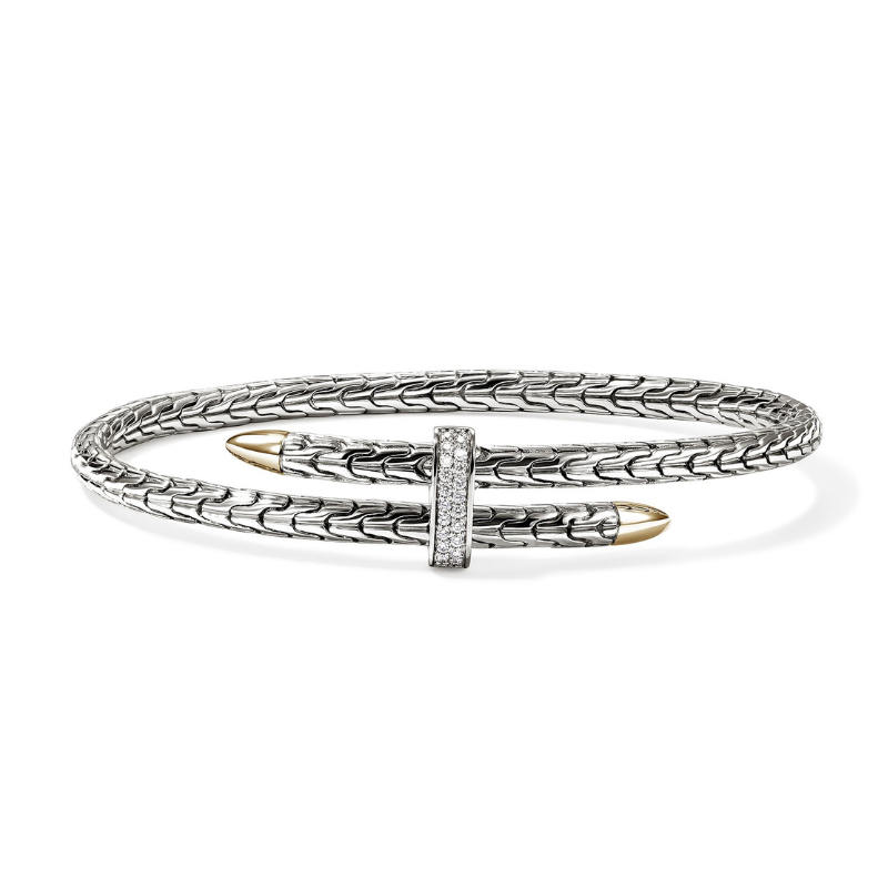 JOHN HARDY Spear Bypass Diamond Flex Cuff Bracelet