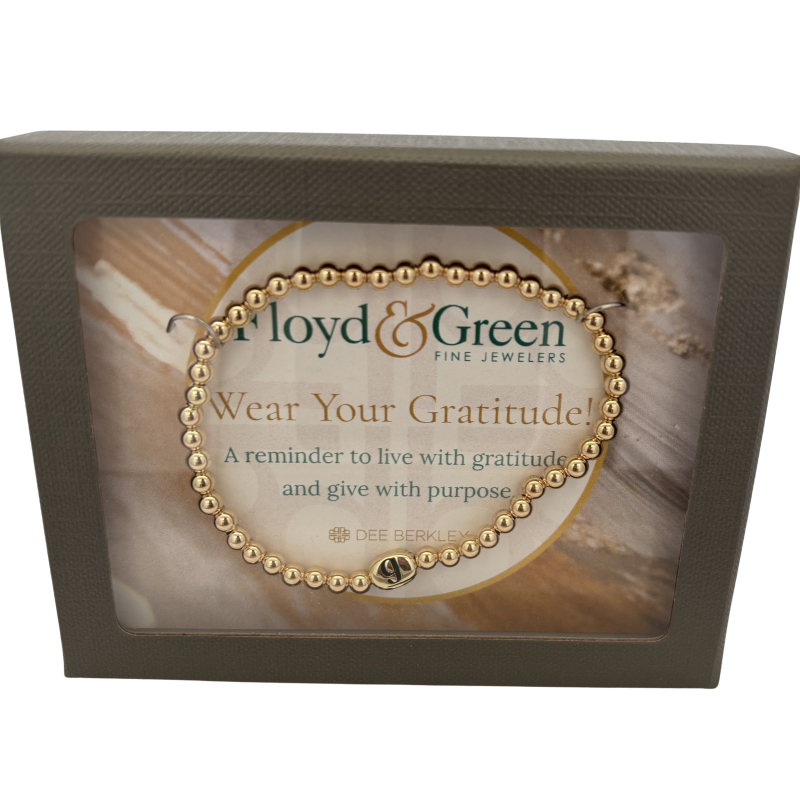 Gold Floyd and Green Gratitude Bracelet