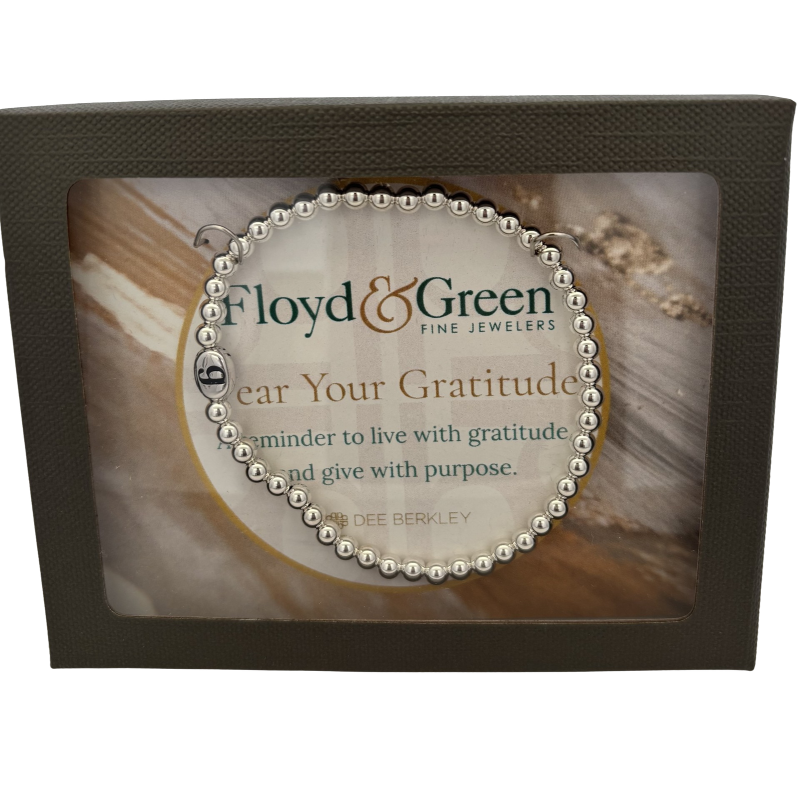 Silver Floyd and Green Gratitude Bracelet