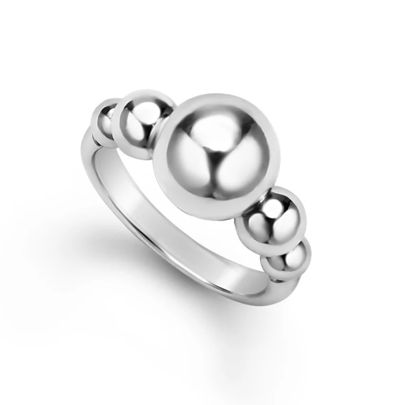 SS Caviar Bubbly 10mm Ring SZ 7