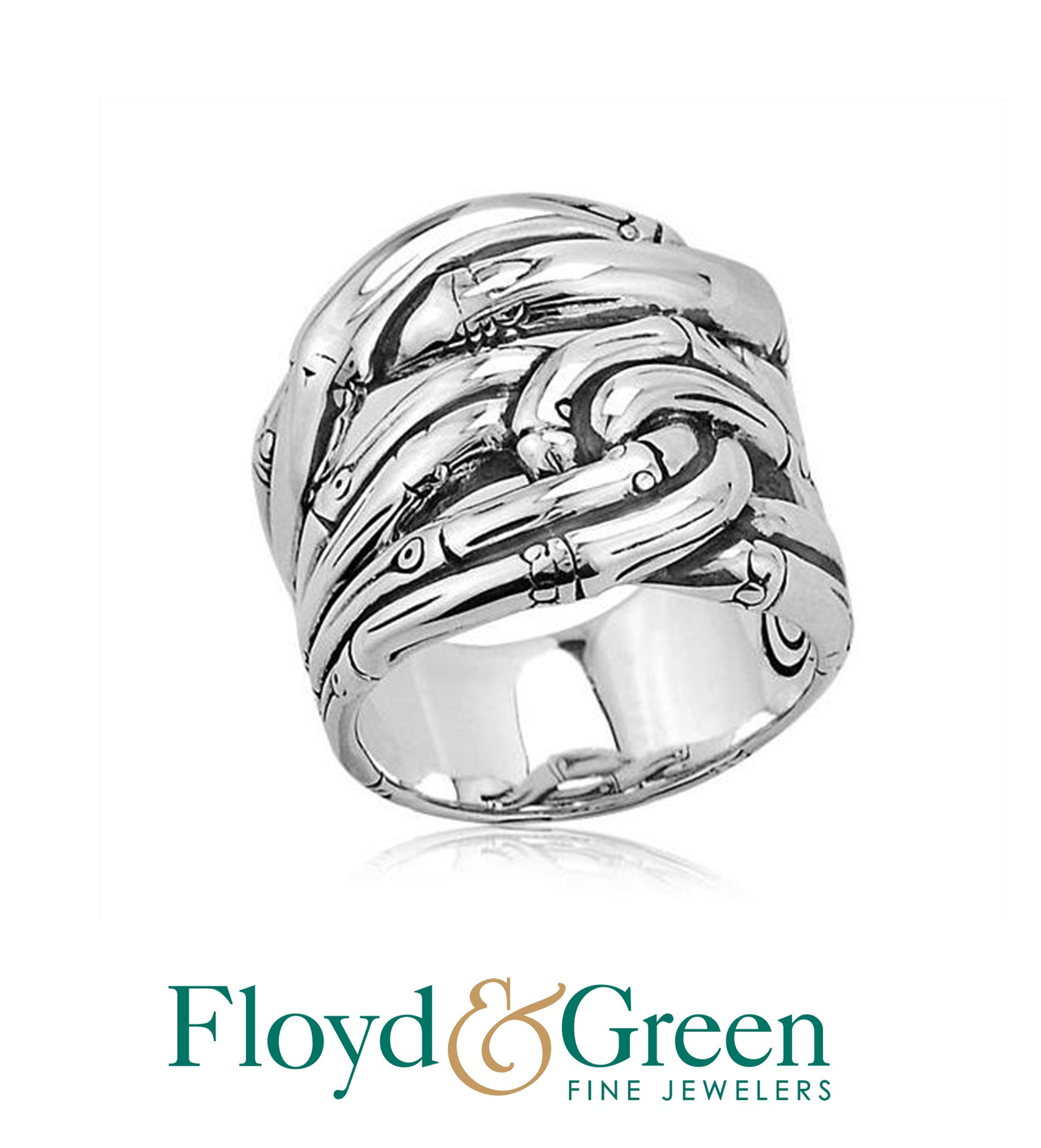 John Hardy Sterling Silver Bamboo Woven Ring, Size 8
