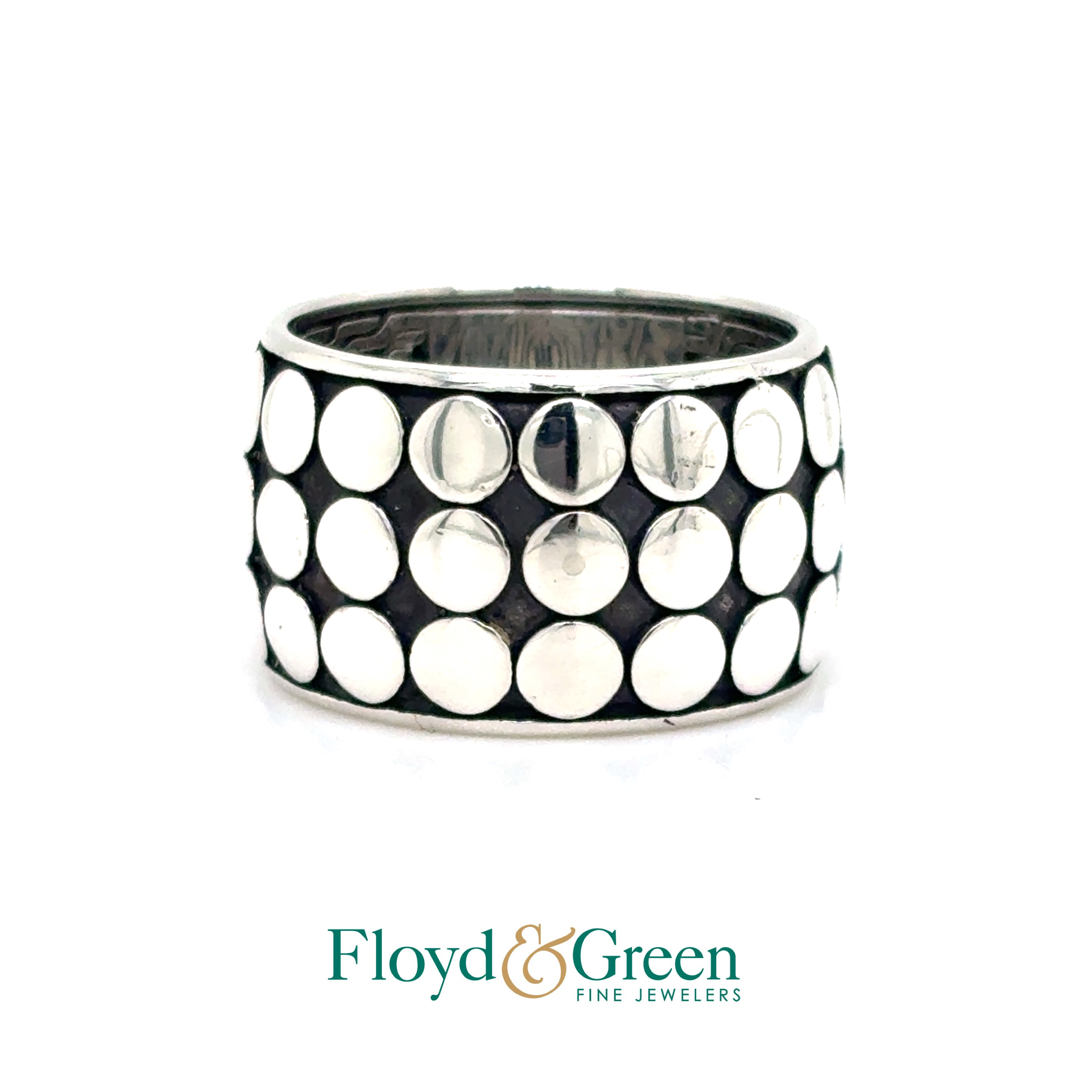 John Hardy Sterling Silver Wide Band, Size 7.5, 10.8g