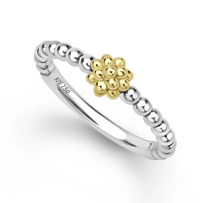 SS 18K Cav Icon 5mm Bead Ring Size 7
