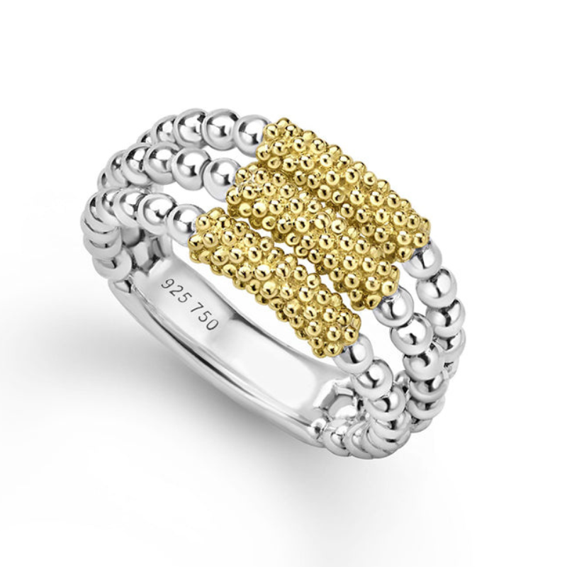 SS/18K Cav Icon 10mm Tri Bar Ring Size 7