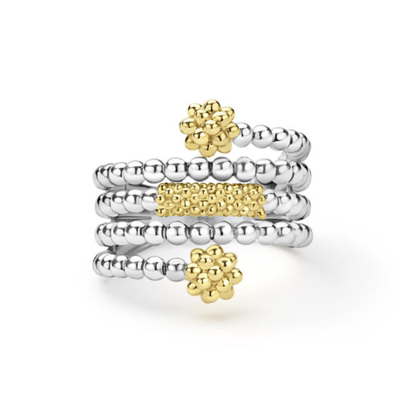 SS/18K Cav Icon Bead and Bar 21mm Ring Size 7