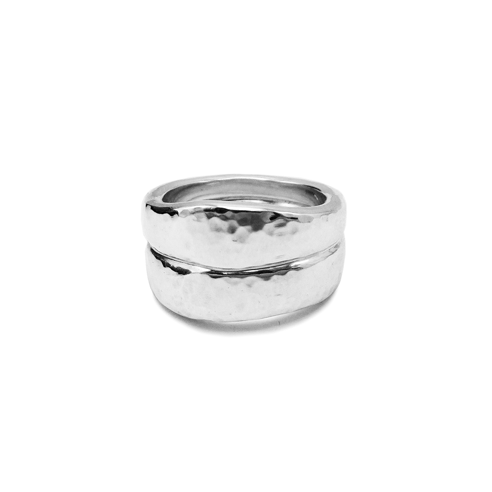 925 Classico Hammer Double Band Ring Size 7