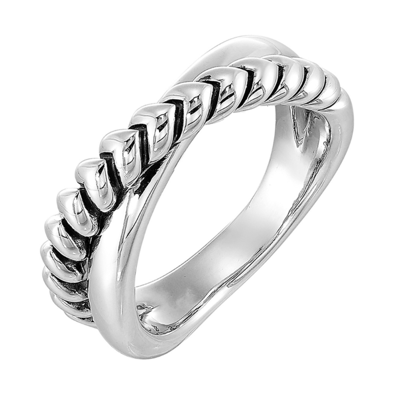 SS Heart X Ring Size 6.5