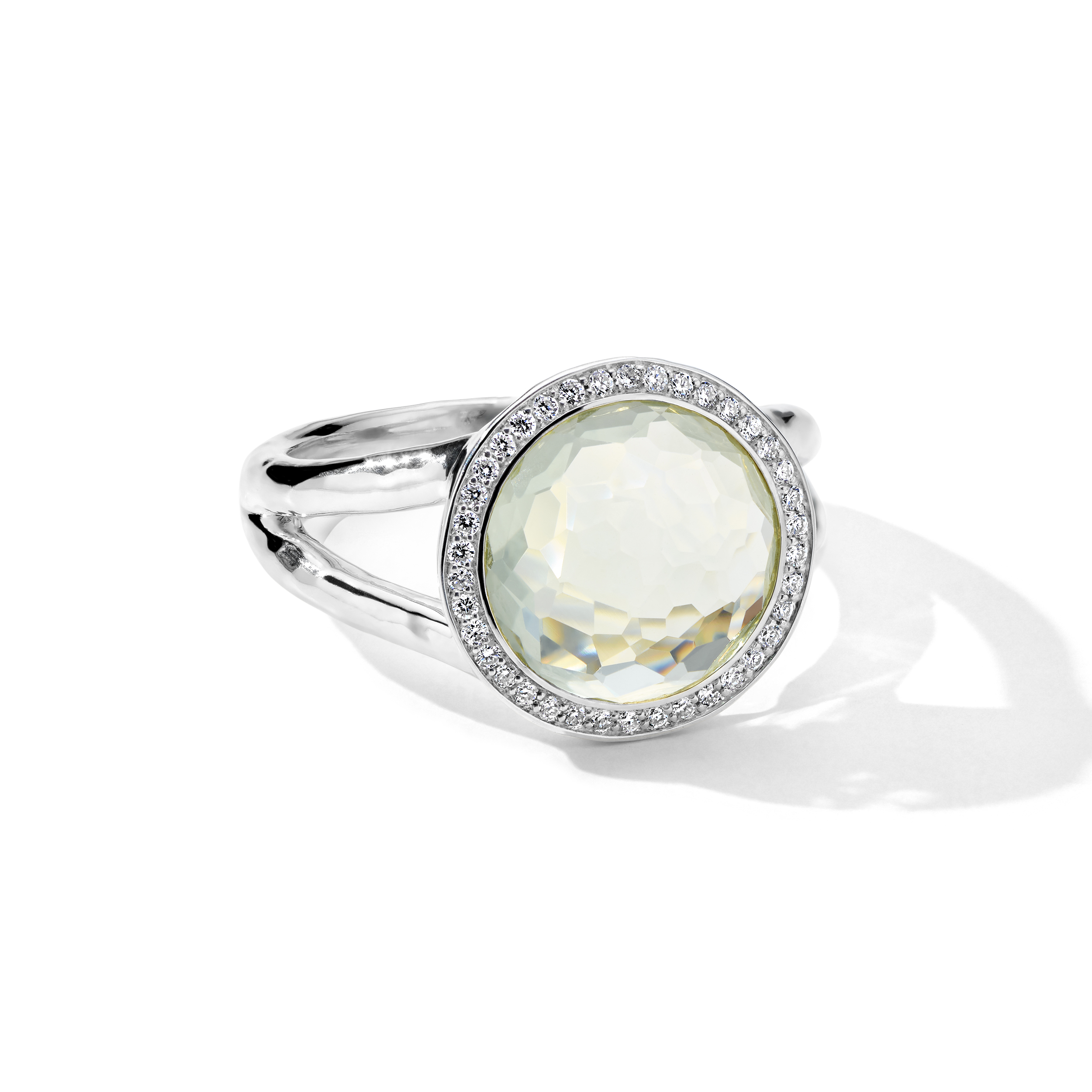 SS Lollipop Ring in Prasiolite w/ Diamonds 0.23ctw