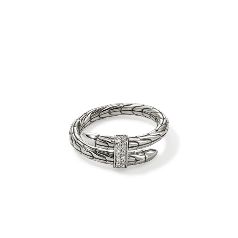 SS Spear Wrap Ring with Diamonds Size 7
