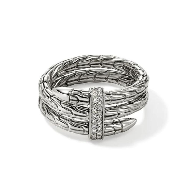 JOHN HARDY Spear Diamond Double Coil Ring