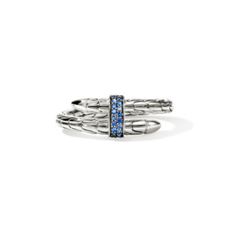 SS Spear Single Wrap Ring w/ Blue Sapphire Size 7