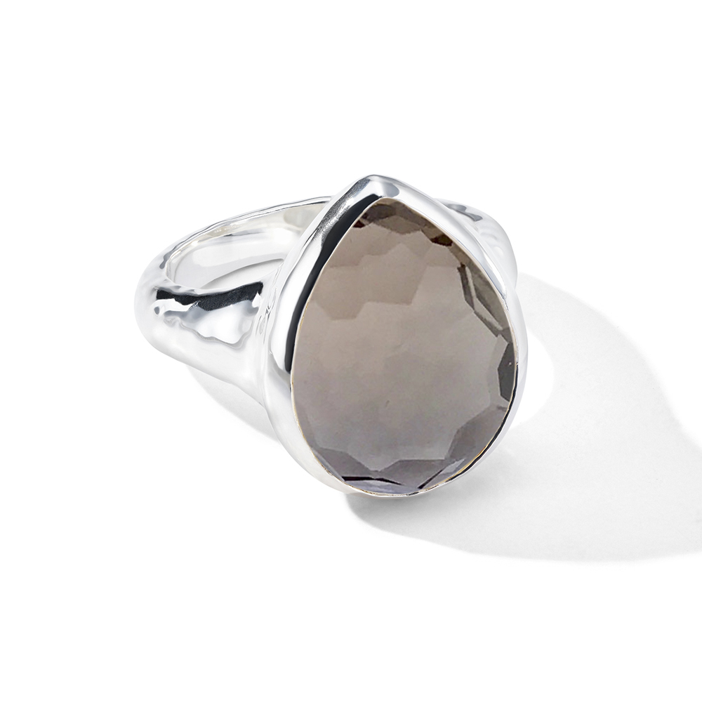 925 Rock Candy Medium Teardrop Ring in Smokey Quartz