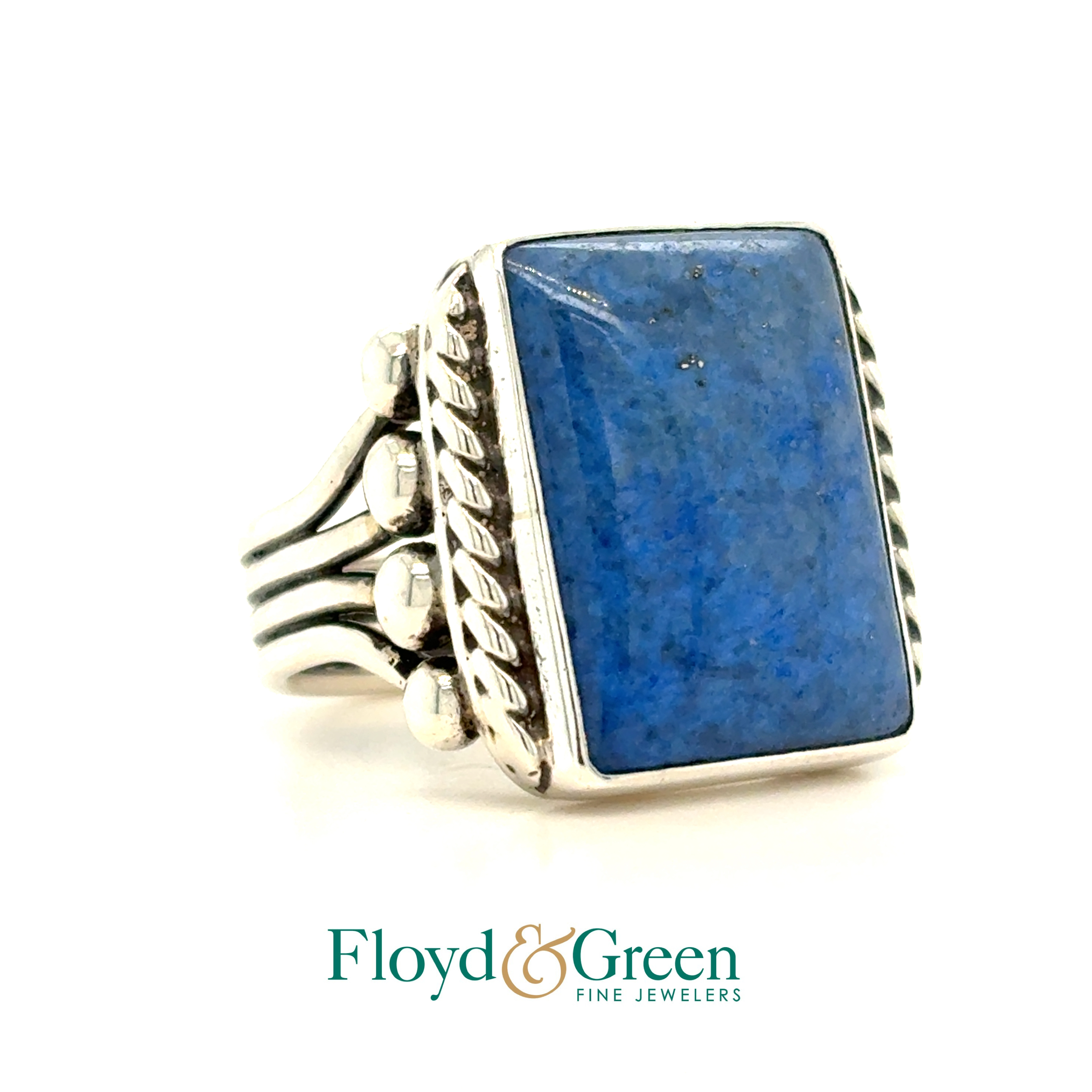 Orville Tsinnie New Mexico Sterling Silver Lapis Ring, Size 9, 15g
