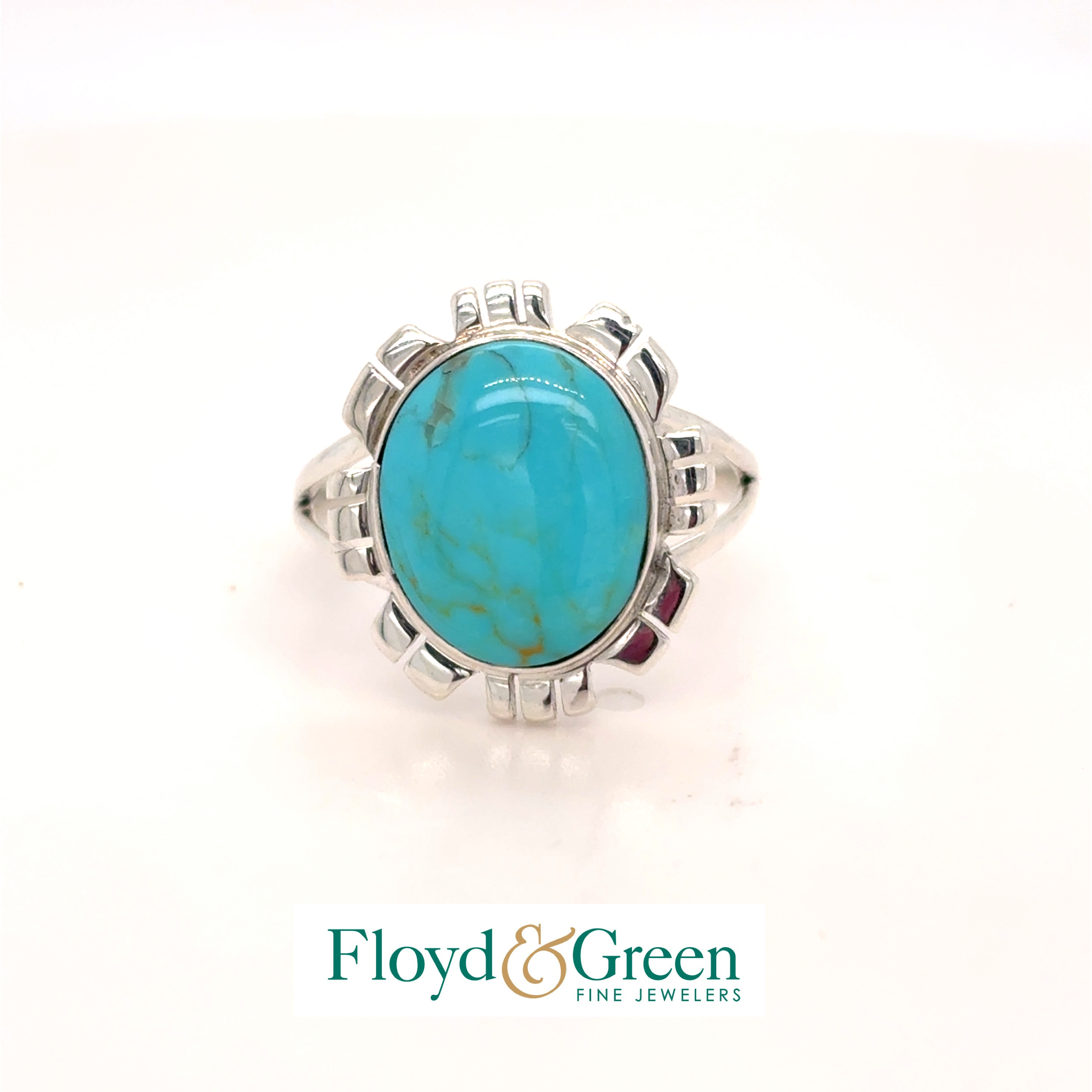 Sterling Silver Turquoise Solitaire Ring, 1 Oval, 1.09ct, Size 6.25, 2.8g