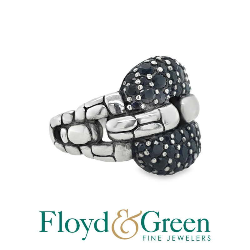 JOHN HARDY Kali Square Link Black Sapphire Ring