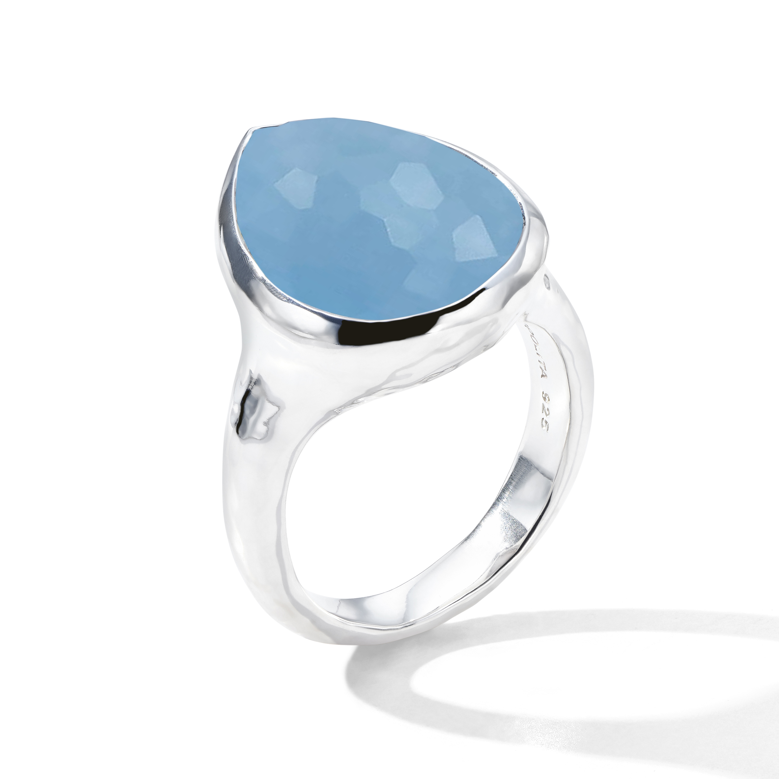 Lucente 925 Rock Candy® Medium Teardrop Ring in Dyed Blue Jade Size 7