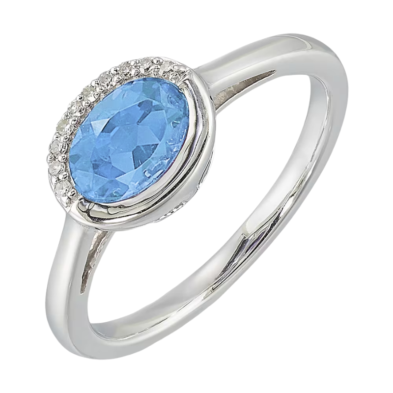 Silver Diamond & Blue Topaz Ring