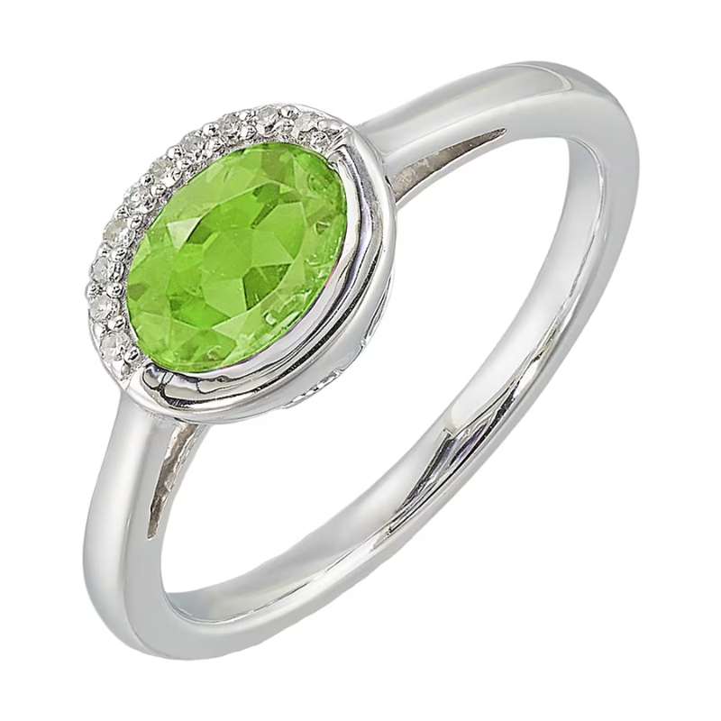 Silver Diamond & Peridot Ring