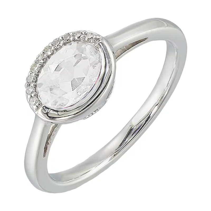 Silver Diamond & White Topaz Ring