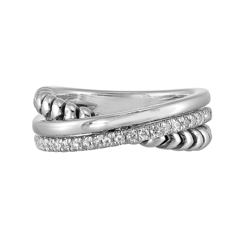 Silver Diamond Crossover Perfect Love Fashion Ring