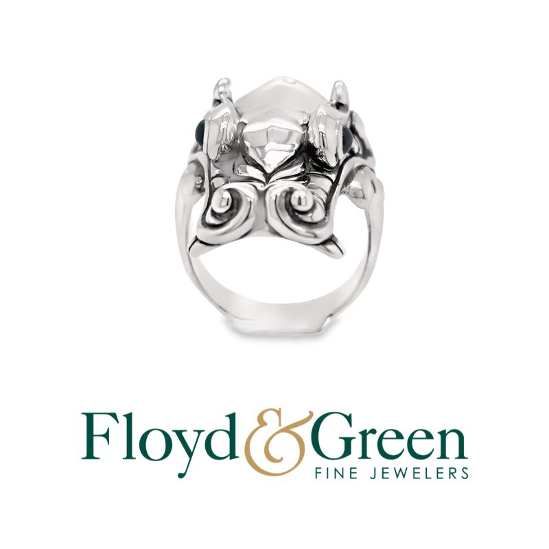 John Hardy Sterling Silver Naga Ring with Blue Sapphire Eyes, Size 11.5