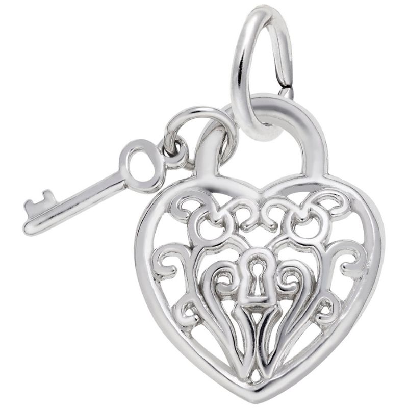 Filigree Heart & Key Charm
