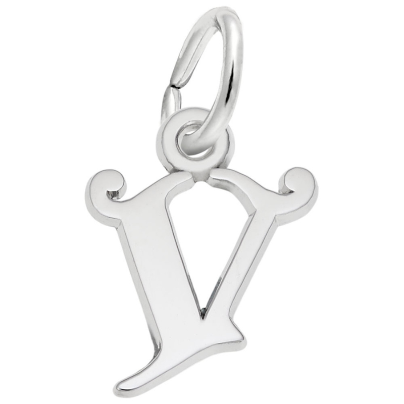 Curly Initial “V” Accent Charm