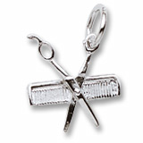 SS Petite Comb and Scissors Charm 12.2mm x 14.01mm