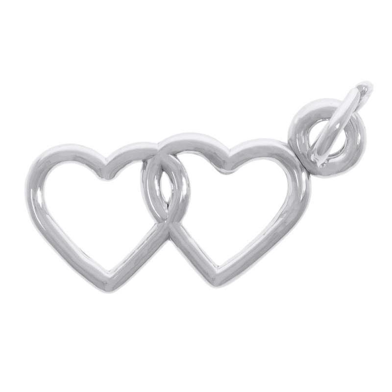 SS Two Hearts Entertwined Charm 9.39mm x 19.3mm