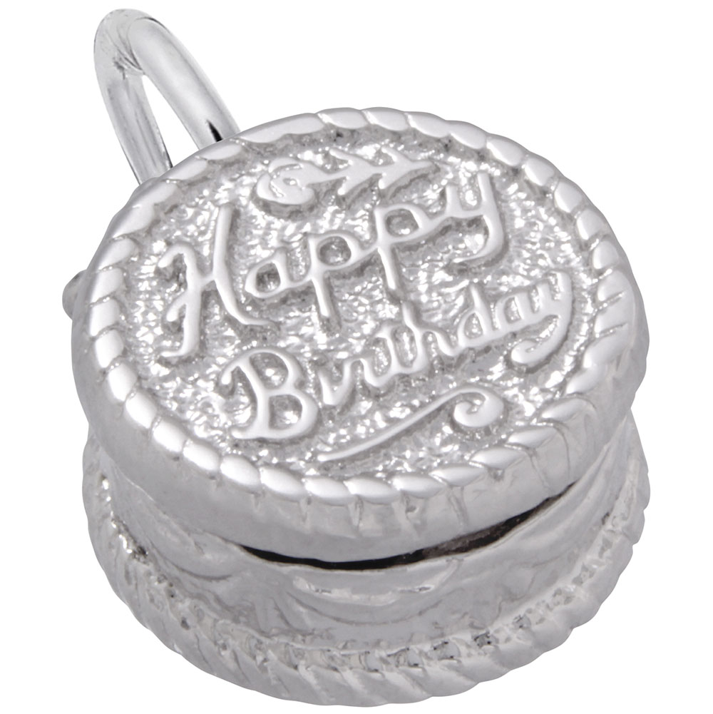 SS Happy Birthday Cake Charm 10.54mm x 11.74mm
