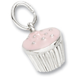 SS Pink Cupcake Charm 8mm x 7mm