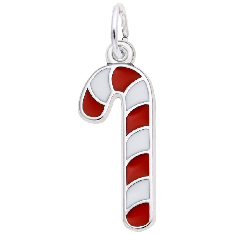 SS Red and White Candy Cane Charm 8.24mm x 18.04mm