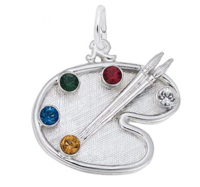 SS Artist Palette w/ Stones Charm