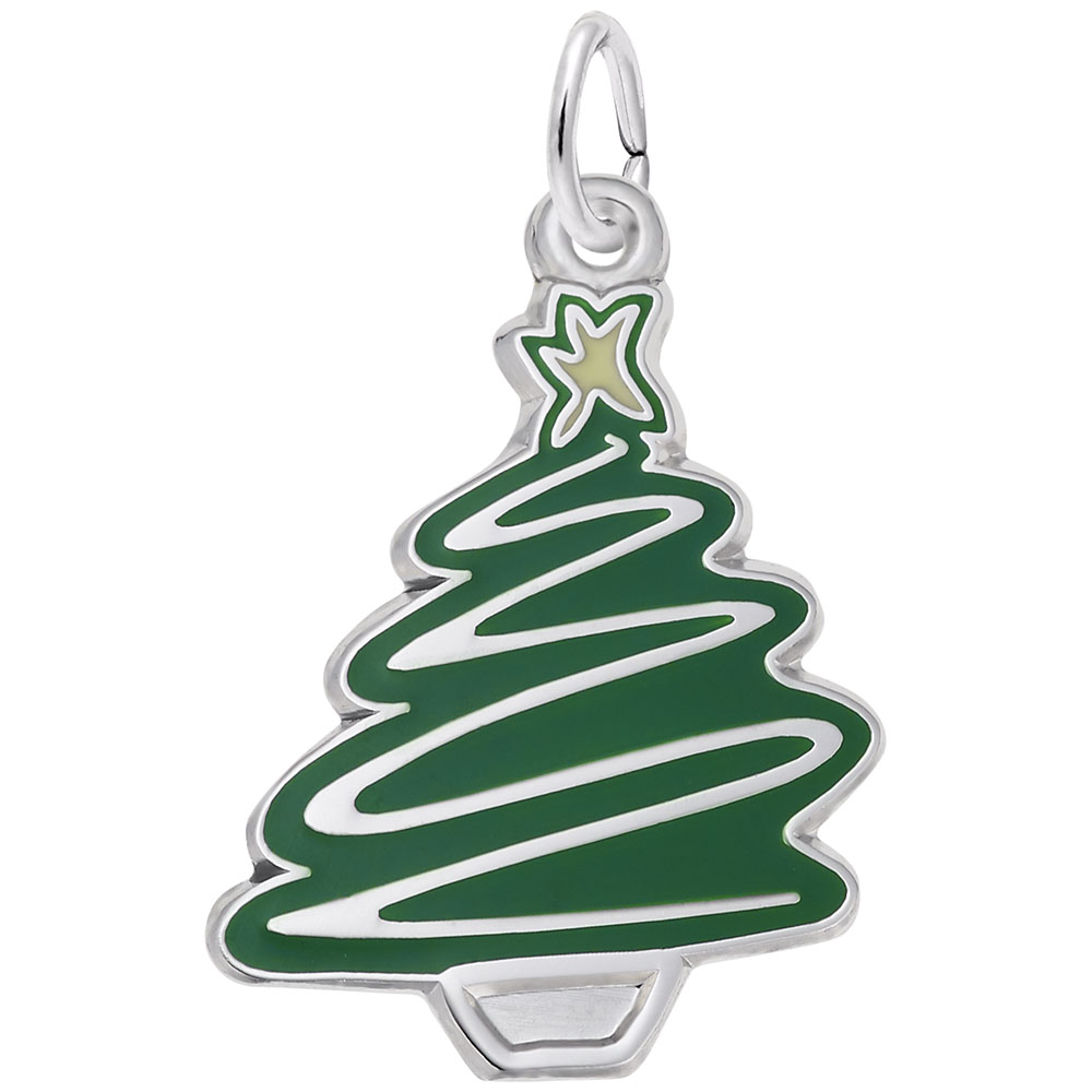 SS Green Christmas Tree Charm 15MM x 19MM