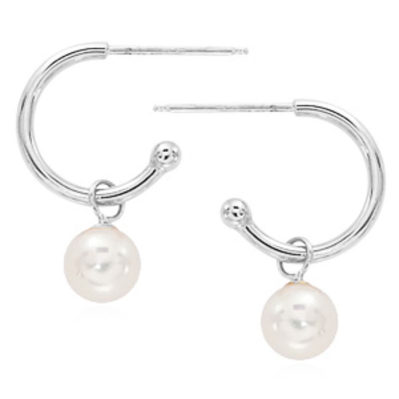 CARLA Pearl Charm Hoop Earrings