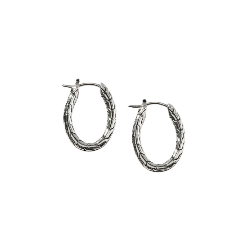 JOHN HARDY Carved Chain Small Oval Hoops