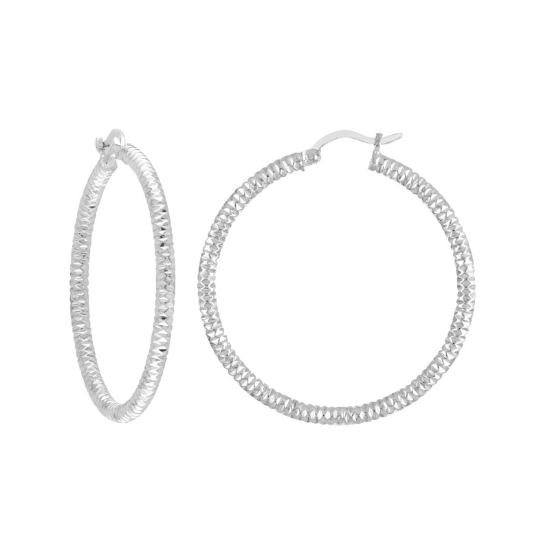 Small Diamond Cut Hoop Earrings