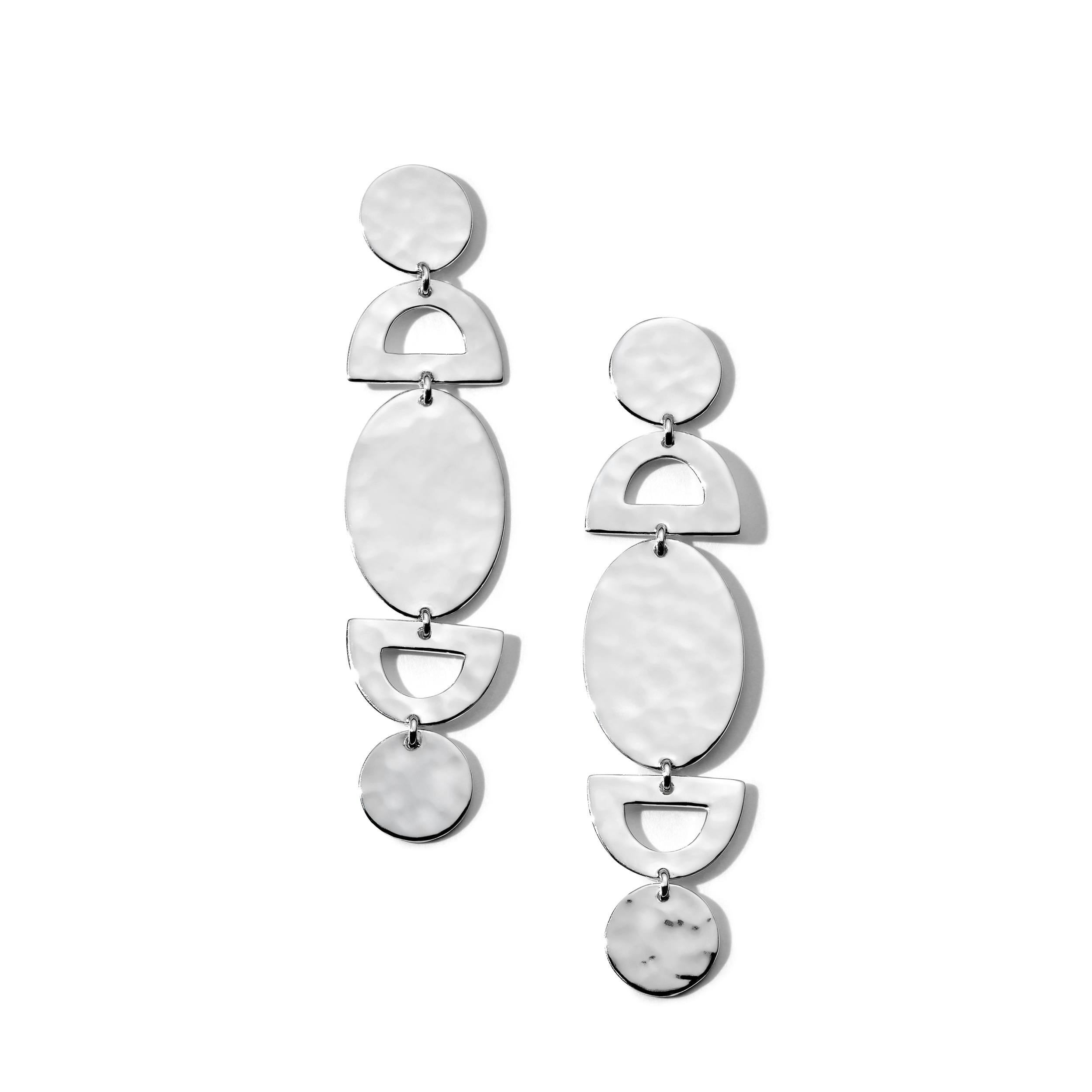 SS Classico Crinkle Organic Open Shape 5-Tier Post Earrings