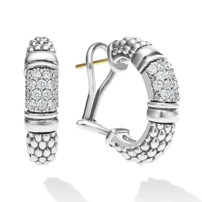 LAGOS Signature Caviar Diamond J Hoops