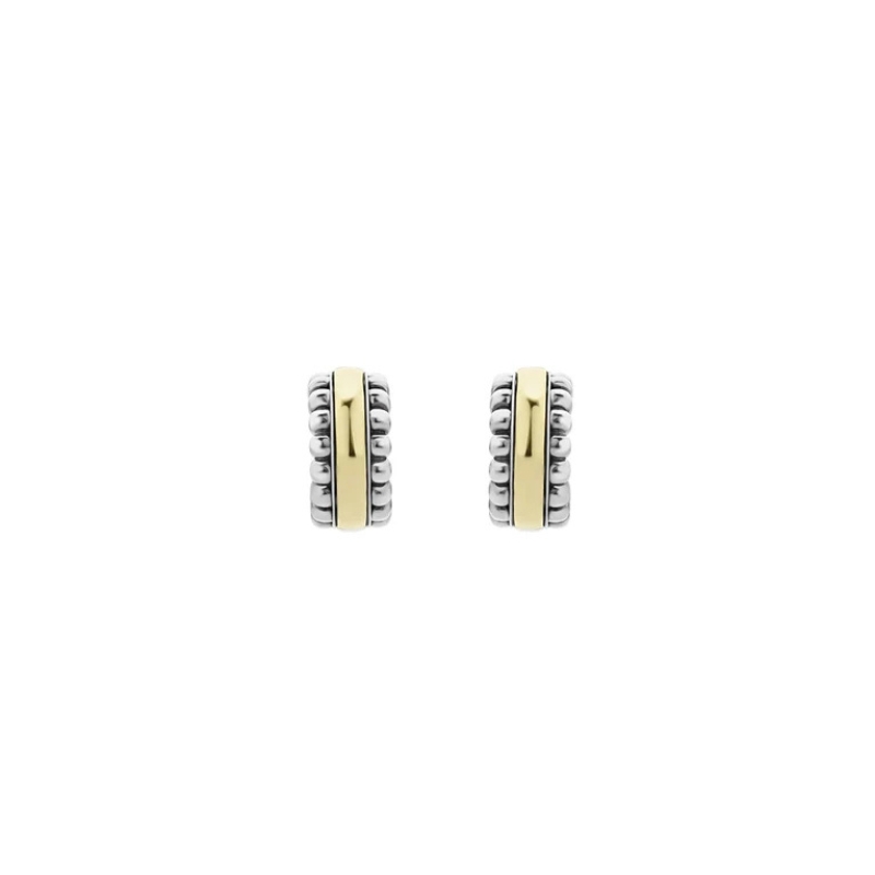 LAGOS Signature Caviar Two-Tone Flute Huggie Earrings
