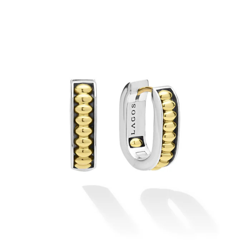 SS/18KY Sig Caviar 17x3mm Huggie Hoop Earrrings
