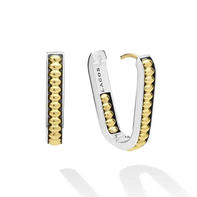 LAGOS Signature Caviar Linear Hoop Earrings