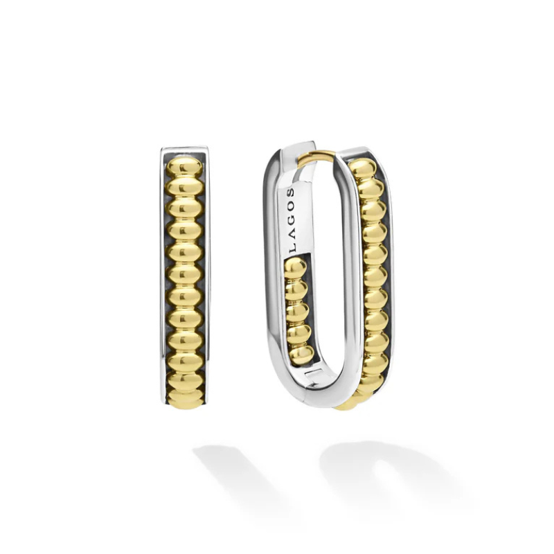 SS/18KY Sig Caviar 25x3mm Linear Hoop Earring