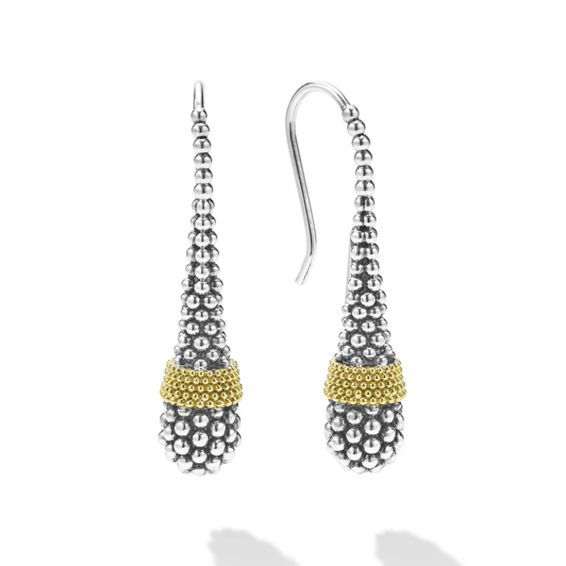 SS/18KY Sig Caviar 33x8mm Tear Drop Earring