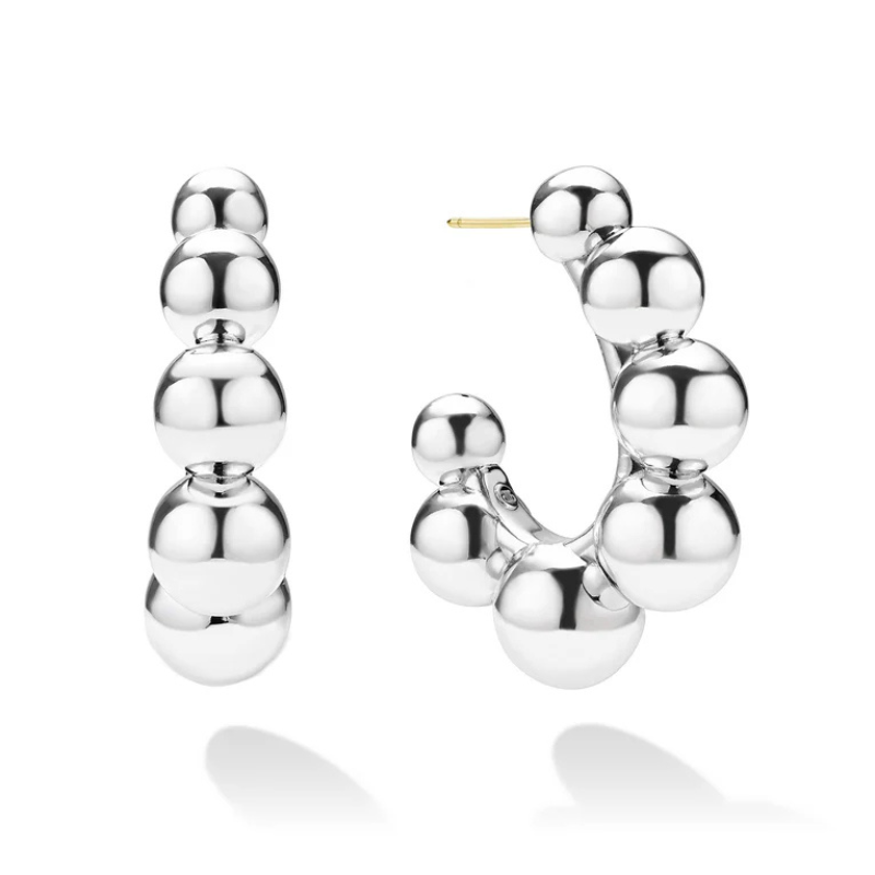SS Caviar Bubbly 32mm Electroform Hoop Earring