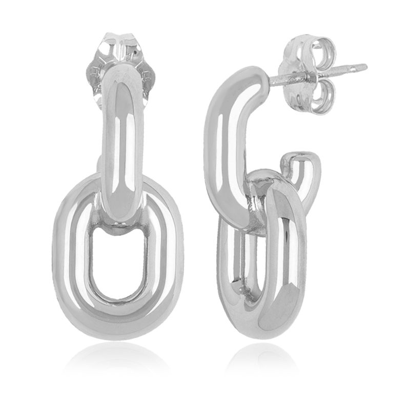 SS Small Oval Double Link Earrings